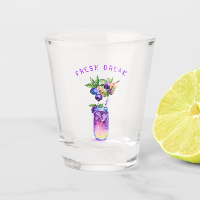 Blueberry Cocktail Drink Shot Glass - Custom Text Schnapsglas (Vorderseite)
