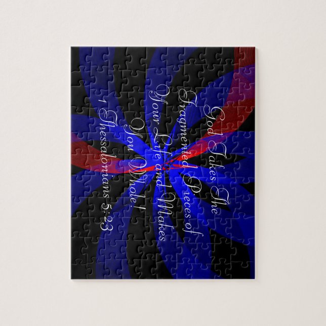 Blueberry Color Center Fragmented Geometric Puzzle (Vertikal)