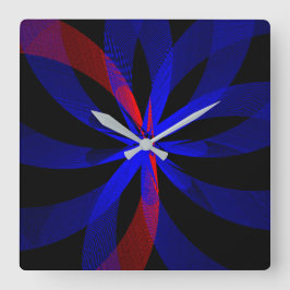 Blueberry Color Center Geometric Wall Clock Quadratische Wanduhr