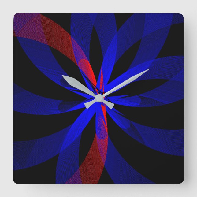 Blueberry Color Center Geometric Wall Clock Quadratische Wanduhr (Vorderseite)