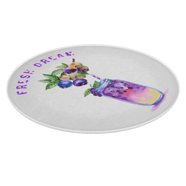 Blueberry Cool Drink Cutting Board - Custom Text Schneidebrett (Ecke)