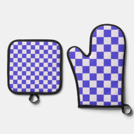 Blueberry cream checkered pattern ofenhandschuh & Topflappen-Set