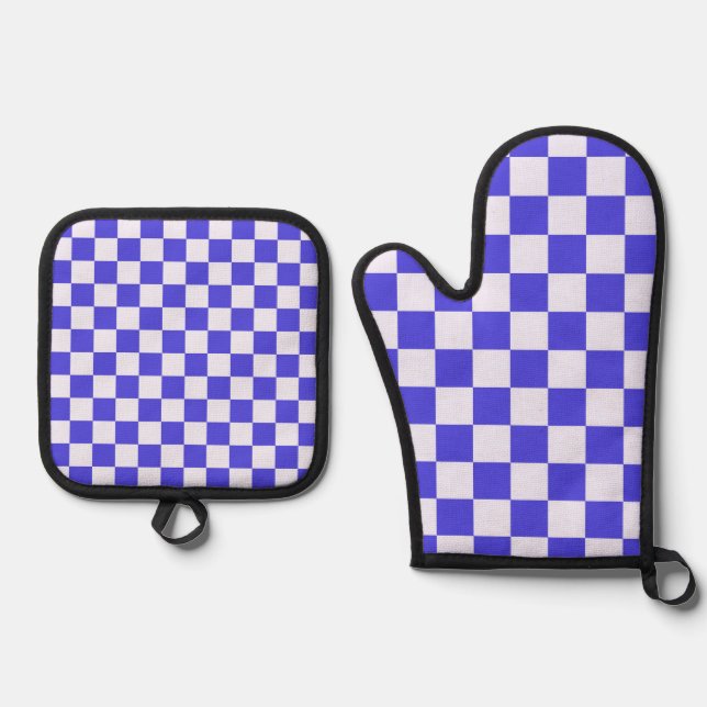 Blueberry cream checkered pattern ofenhandschuh & Topflappen-Set (Vorderseite)