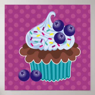 Blueberry Cupcake Canvas Print Poster