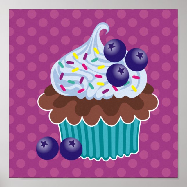 Blueberry Cupcake Canvas Print Poster (Vorne)