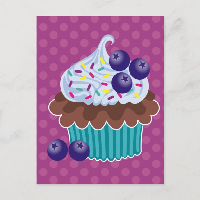 Blueberry Cupcake Postkarten (Vorderseite)
