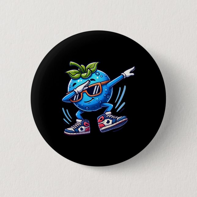 Blueberry Dabbing Dancing Blueberry Frucht Button (Vorderseite)