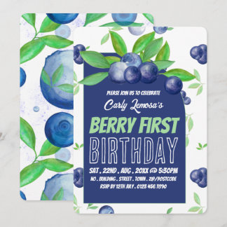 Blueberry Design, Berry First Birthday Einladung