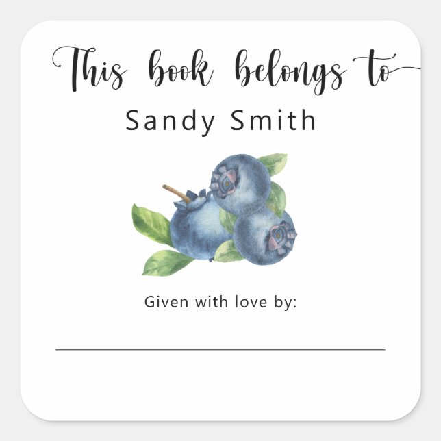 Blueberry - Dieses Buch gehört Quadratischer Aufkleber (Vorderseite)