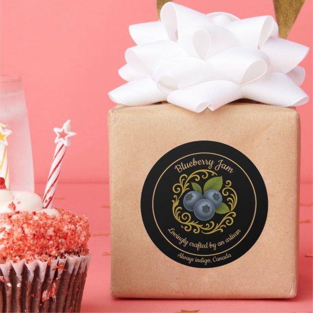 Blueberry Dream – Handgemachtes Marmeladenetikett Runder Aufkleber (Party)