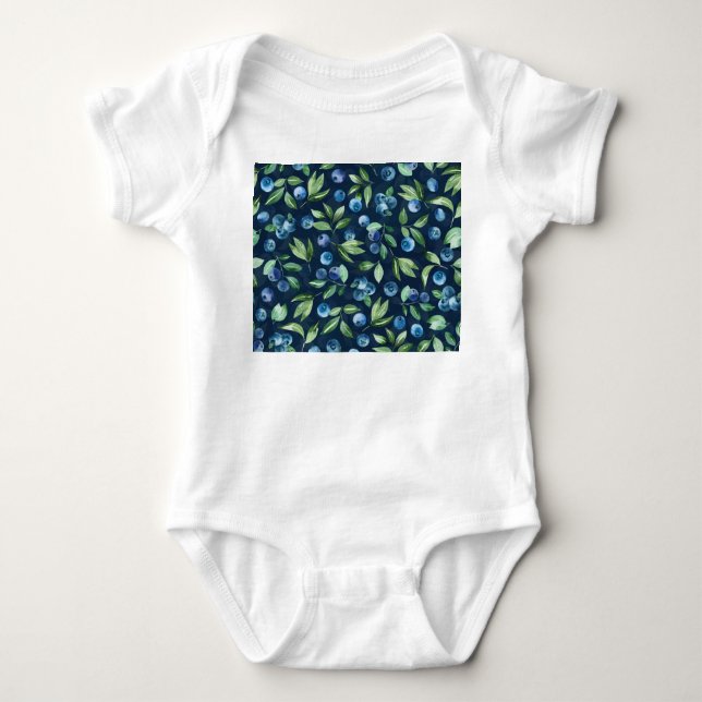 Blueberry dunkles Hintergrundmuster Baby Strampler (Vorderseite)
