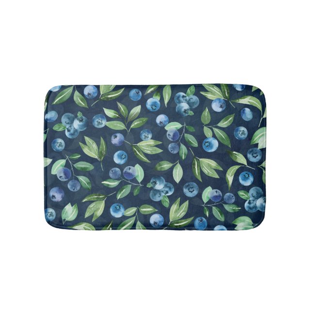 Blueberry dunkles Hintergrundmuster Badematte (Vorderseite)