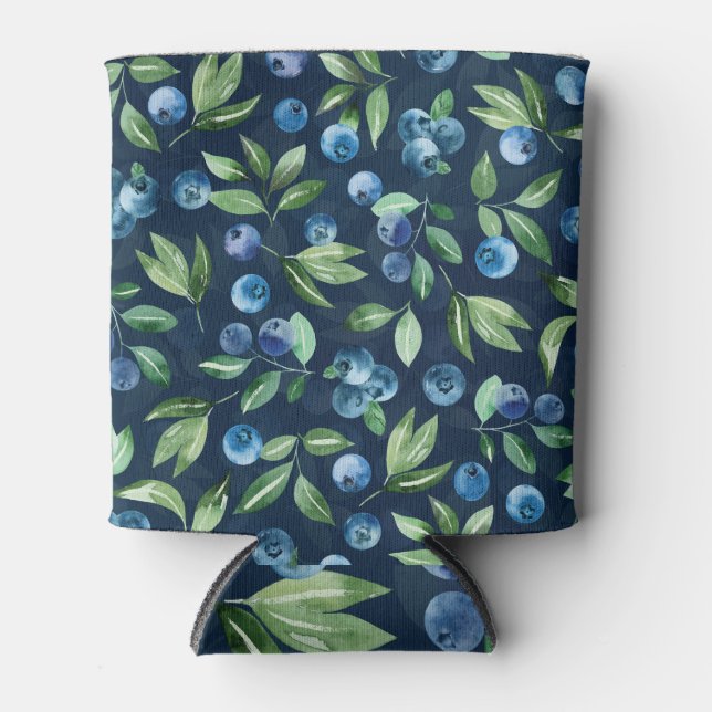 Blueberry dunkles Hintergrundmuster Dosenkühler (Vorderseite)