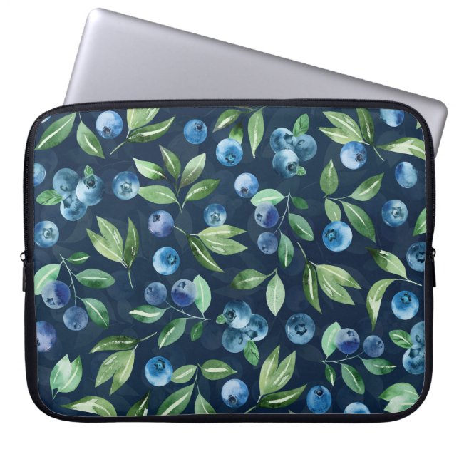 Blueberry dunkles Hintergrundmuster Laptopschutzhülle (Vorderseite)