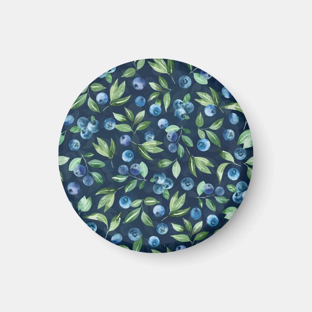 Blueberry dunkles Hintergrundmuster Magnet (Vorne)