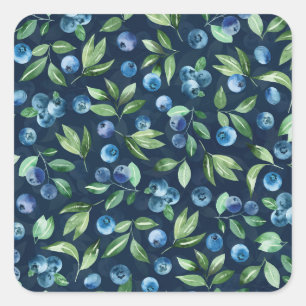 Blueberry dunkles Hintergrundmuster Quadratischer Aufkleber