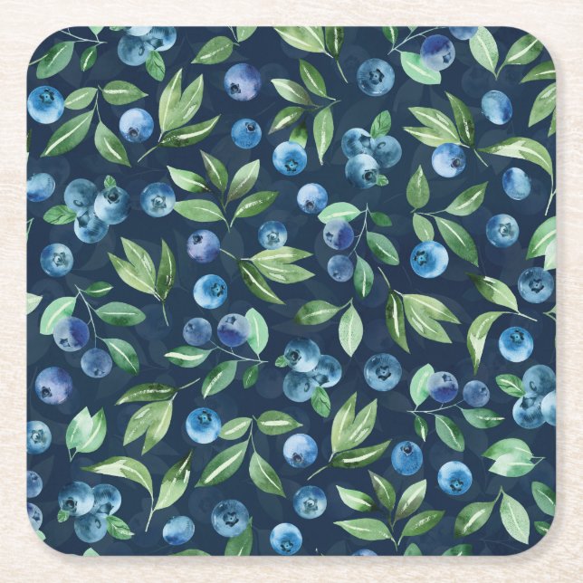 Blueberry dunkles Hintergrundmuster Rechteckiger Pappuntersetzer (Vorderseite)