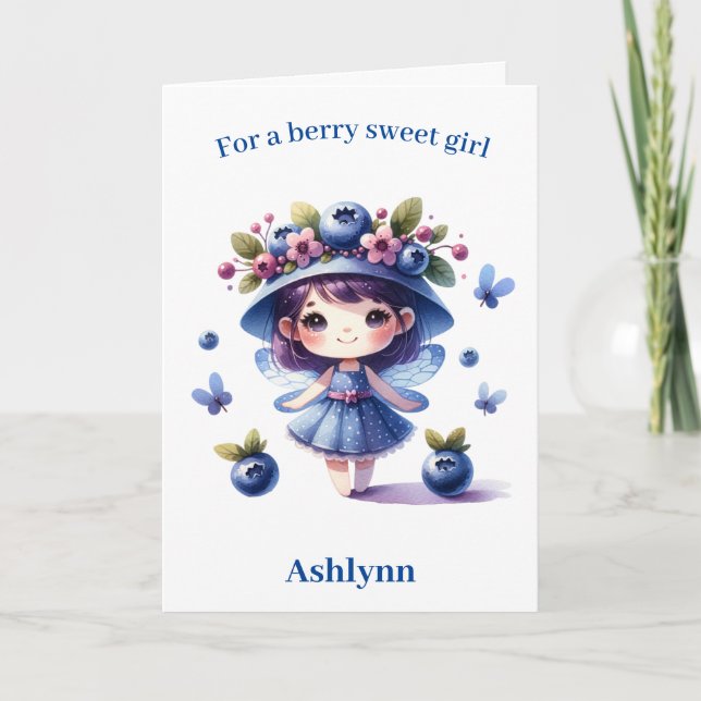 Blueberry Fairy Berry Birthday Karte (Vorderseite)
