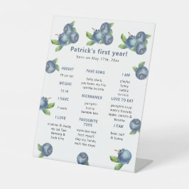 Blueberry First Birthday Milestone Geburtstag Sockelschild