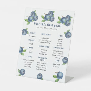 Blueberry First Birthday Milestone Geburtstag Sockelschild