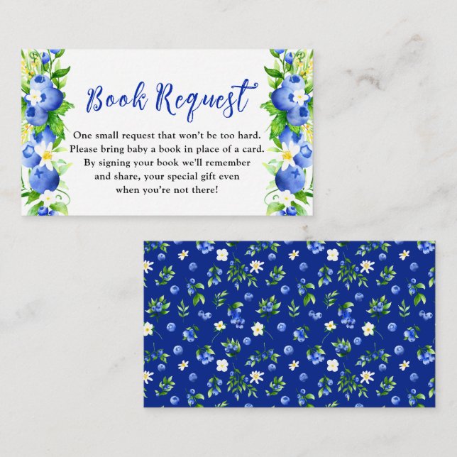 Blueberry Floral Baby Shooting Book Request Begleitkarte (Vorne/Hinten)