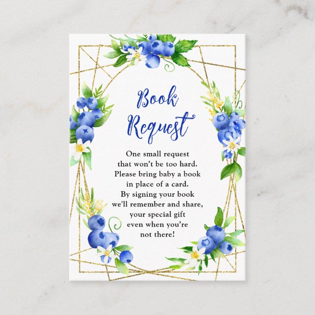 Blueberry Floral Baby Shower Book Request Begleitkarte (Vorderseite)