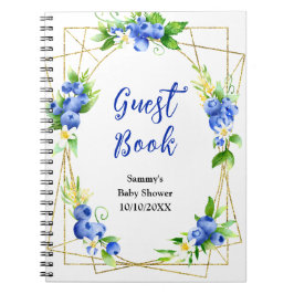 Blueberry Floral Baby Shower Guest Book Notizblock