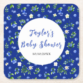 Blueberry Floral Baby Shower Rechteckiger Pappuntersetzer