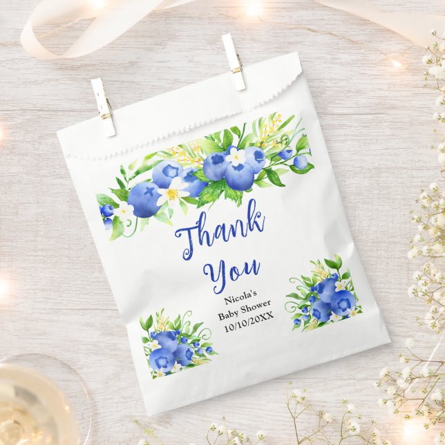 Blueberry Floral Baby Shower Thank You Geschenktütchen (Ausgeschnitten)