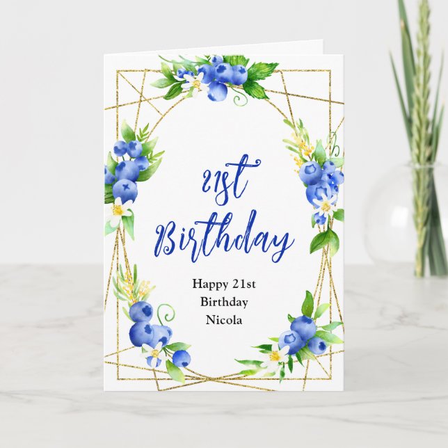 Blueberry Floral Birthday Karte (Vorderseite)