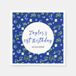Blueberry Floral Birthday Party Serviette