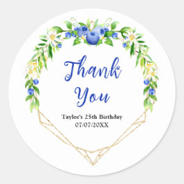 Blueberry Floral Birthday Party Thank You Runder Aufkleber