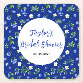 Blueberry Floral Bridal Shower Rechteckiger Pappuntersetzer