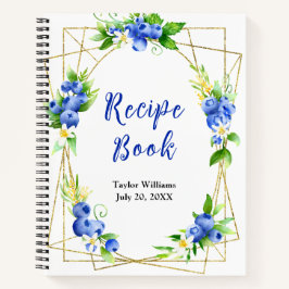 Blueberry Floral Rezept Book Notizbuch