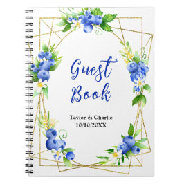 Blueberry Floral Wedding Guest Book Notizblock