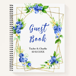 Blueberry Floral Wedding Guest Book Notizbuch