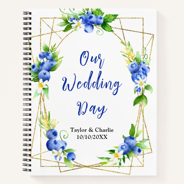 Blueberry Floral Wedding Planner Notizbuch (Vorderseite)