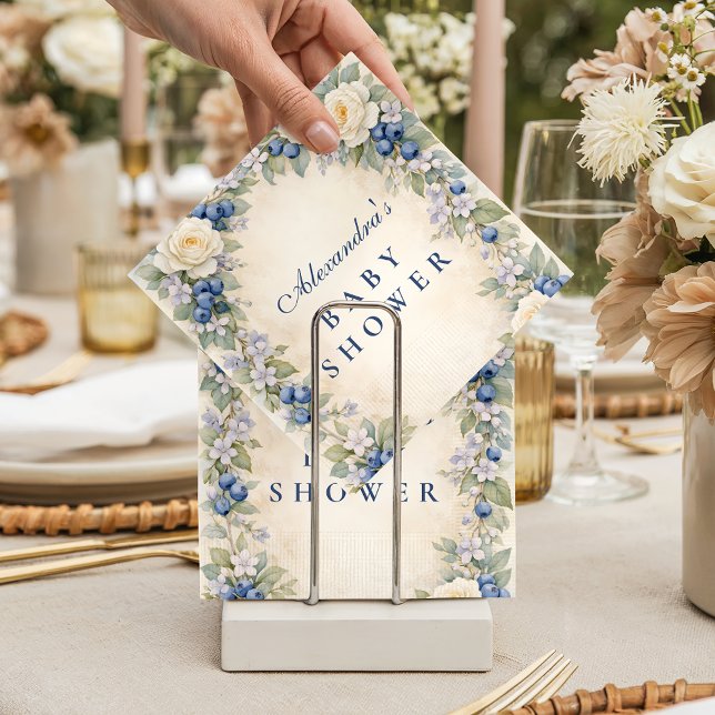 Blueberry Floral Wreath Baby Shower Serviette (Von Creator hochgeladen)