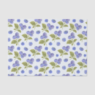 Blueberry Fruit mit Blätter Light Blue Seidenpapier