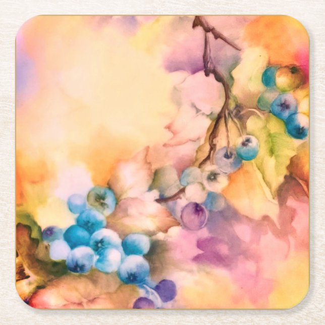 Blueberry Fruit Pattern — Hand-Painted Berries  Rechteckiger Pappuntersetzer (Vorderseite)