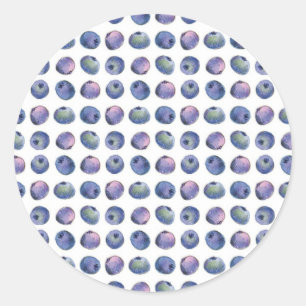 Blueberry Fruit Watercolor Geometric Illustration Runder Aufkleber
