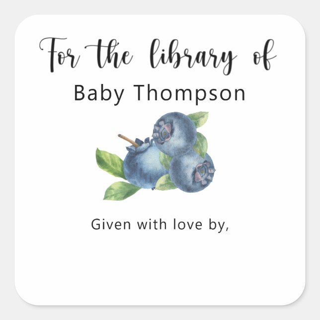 Blueberry - für die Bibliothek Quadratischer Aufkleber (Vorderseite)