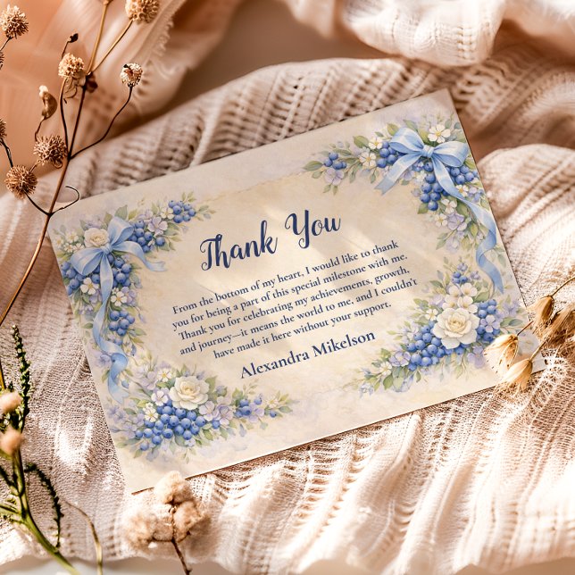 Blueberry Garden Berry First 1st Birthday Dankeskarte (Von Creator hochgeladen)