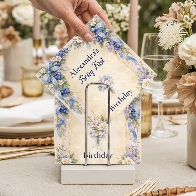 Blueberry Garden Berry First 1st Birthday Serviette (Von Creator hochgeladen)