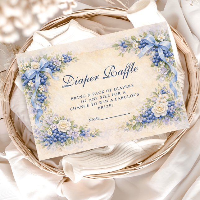 Blueberry Garden Bow Baby Shower Diapper Raffle Begleitkarte (Von Creator hochgeladen)