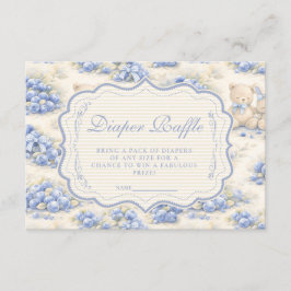 Blueberry Garden Teddy Toile Diapper Raffle Begleitkarte