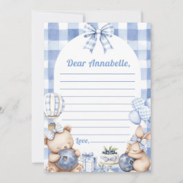 Blueberry Gingham Time Capsule Note Message Einladung