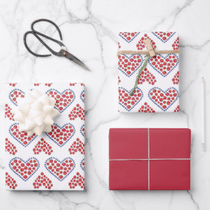 Blueberry Hearts und Red Strawberries Geschenkpapier Set