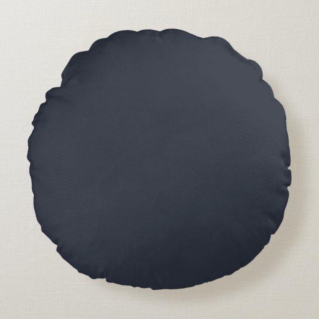 Blueberry Indigo Solid Color Print, blau schwarz Rundes Kissen (Vorderseite)