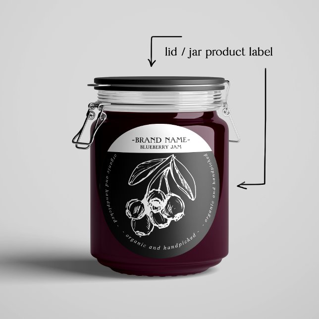 Blueberry Jam Jar Label Packaging Design Runder Aufkleber (Von Creator hochgeladen)